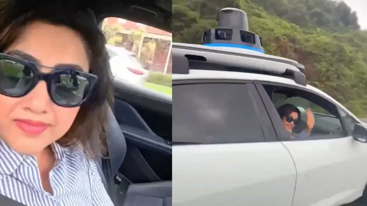 Meena Driverless Taxi | డ్రైవర్ లేని కారులో నటి మీనా ప్రయాణం.. వీడియో వైరల్!