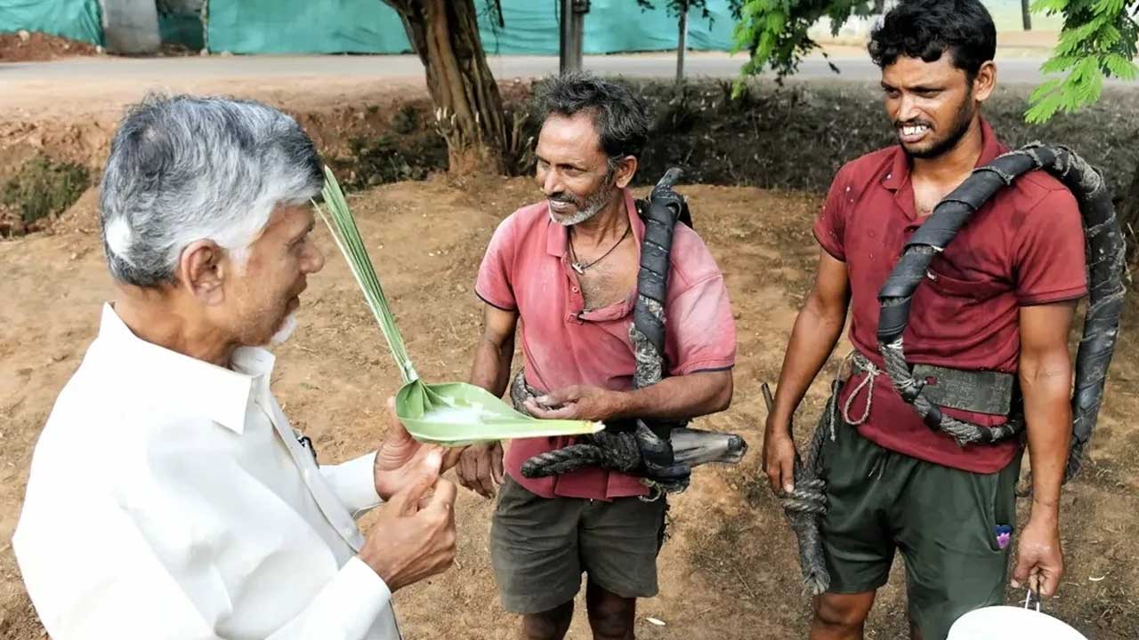 Chandrababu Drinks Toddy
