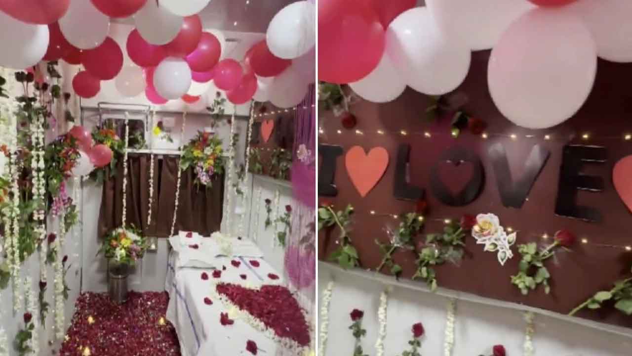 Train Honeymoon Setup | కొత్తజంట కోసం ట్రైన్లో హనీమూన్ సెటప్.. రైల్వే శాఖ ఆగ్రహం 2 Train Honeymoon Setup