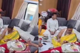 Puja Ritual in Train